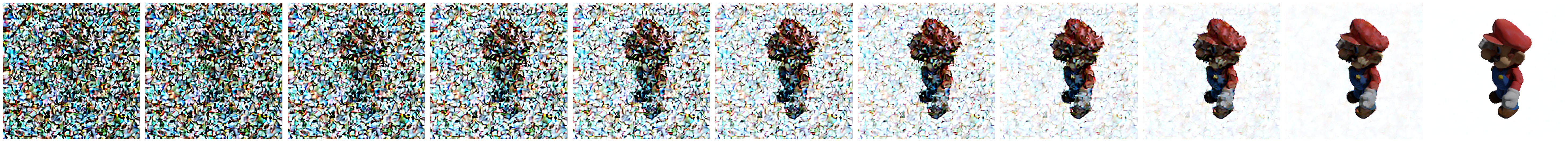 Stochastic denoising path from noise to data.